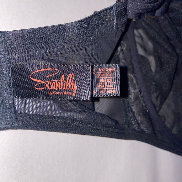 Curvy Kate Scantilly Black Magic Plunge Bra 34L Sheer Mesh NWT - Picture 4 of 5